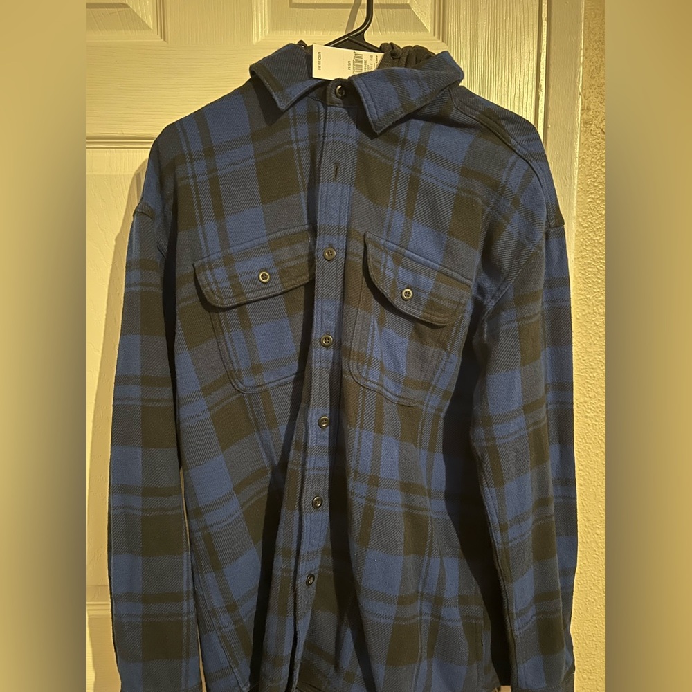 American Eagle Hooded Flannel Shirt